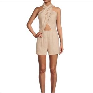 Gianni Bini Emmie Halter Neck Tie Back Sleeveless Linen Romper NWT Size 4